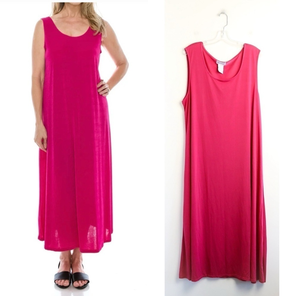 Barbie pink maxi tank dress One Size S M L XL stretch minimalist vintage resort